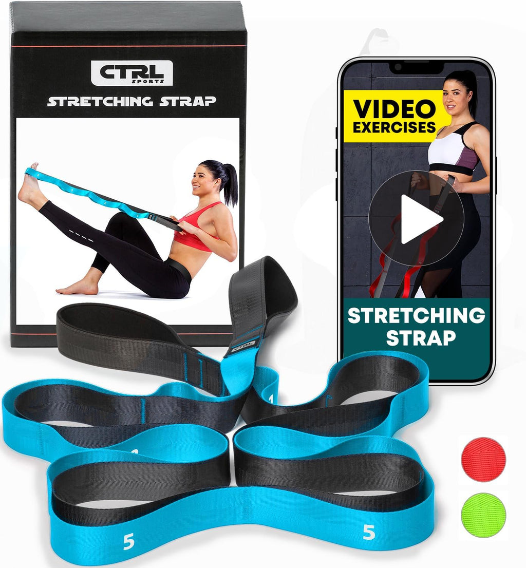 Stretching Strap with Loops - Non Elastic Yoga Strap for Physical Therapy | Video Exercises Included - Stretch bands for Stretching Equipment and Flexibility - Fascia, Hamstring & Leg Stretcher Belt - view 8
