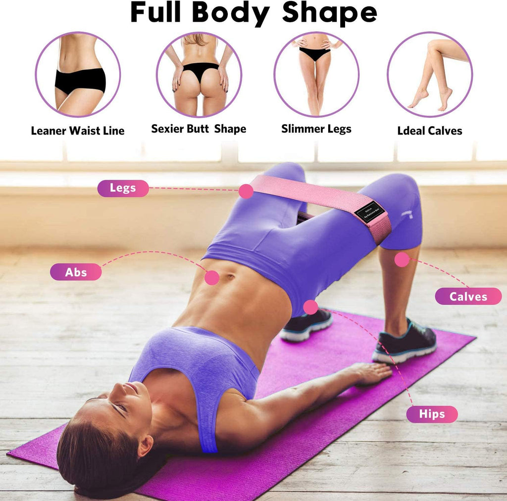 Resistance Bands for Working Out: 3-Set Professional Exercise Bands for Pilates, Yoga, Home Gym, Booty, Leg Training | Heavy/Medium/Light Fabric Loops for Women Men - view 3
