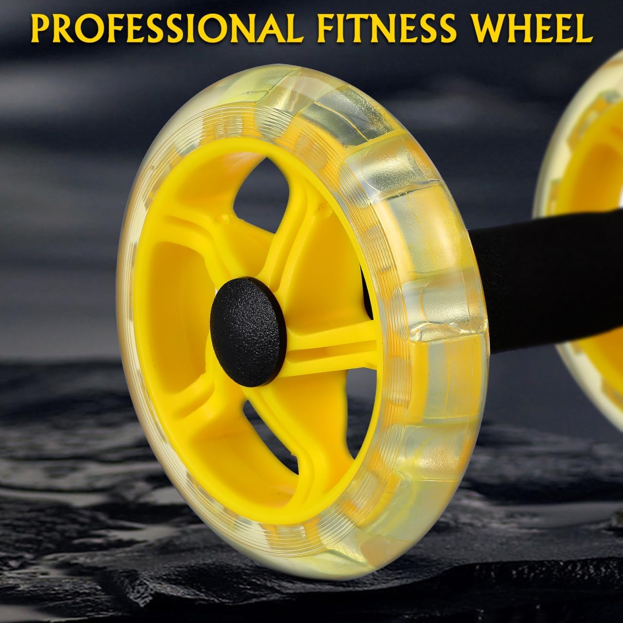 Dual Ab Roller Wheel Set for Core Workout, Portable Abdominal Exercise Equipment with Foam Grip for Home Gym, Lightweight Fitness Training Tool for Men and Women, Yellow - view 3