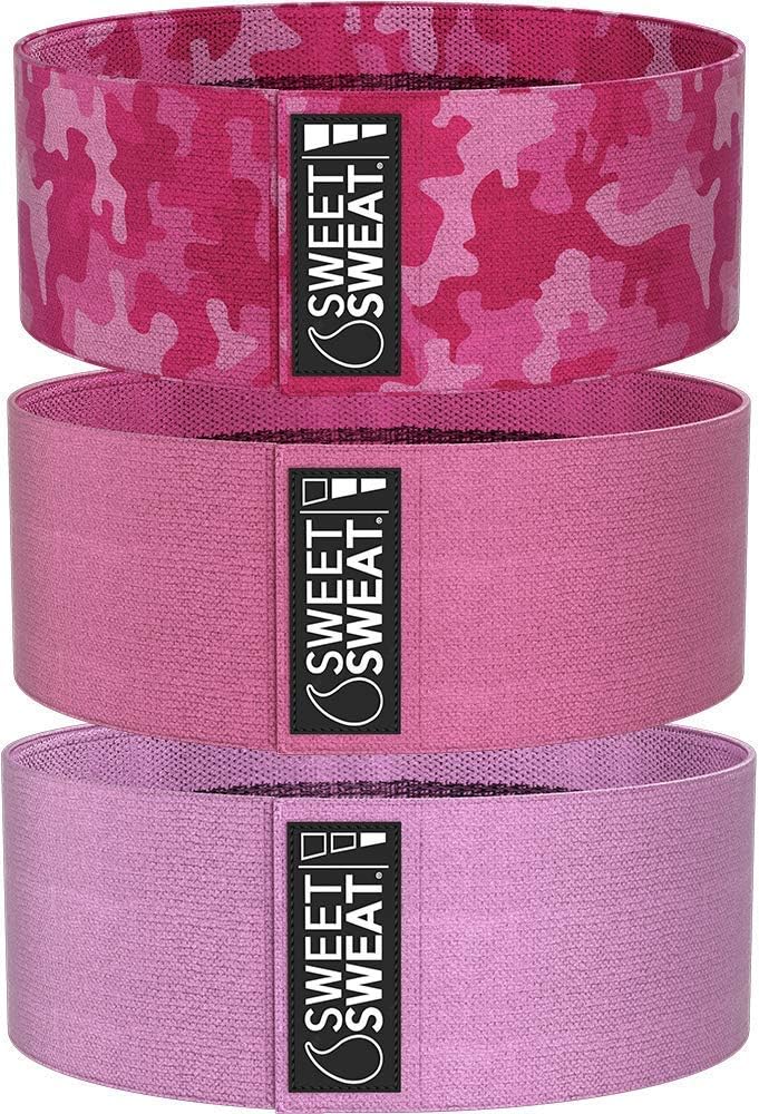 Sweet Sweat Hip Bands with 3 Levels of Resistance | Non-Slip Fabric Booty Bands for Squats & Lunges | Includes Free Mesh Carrying Bag - view 7