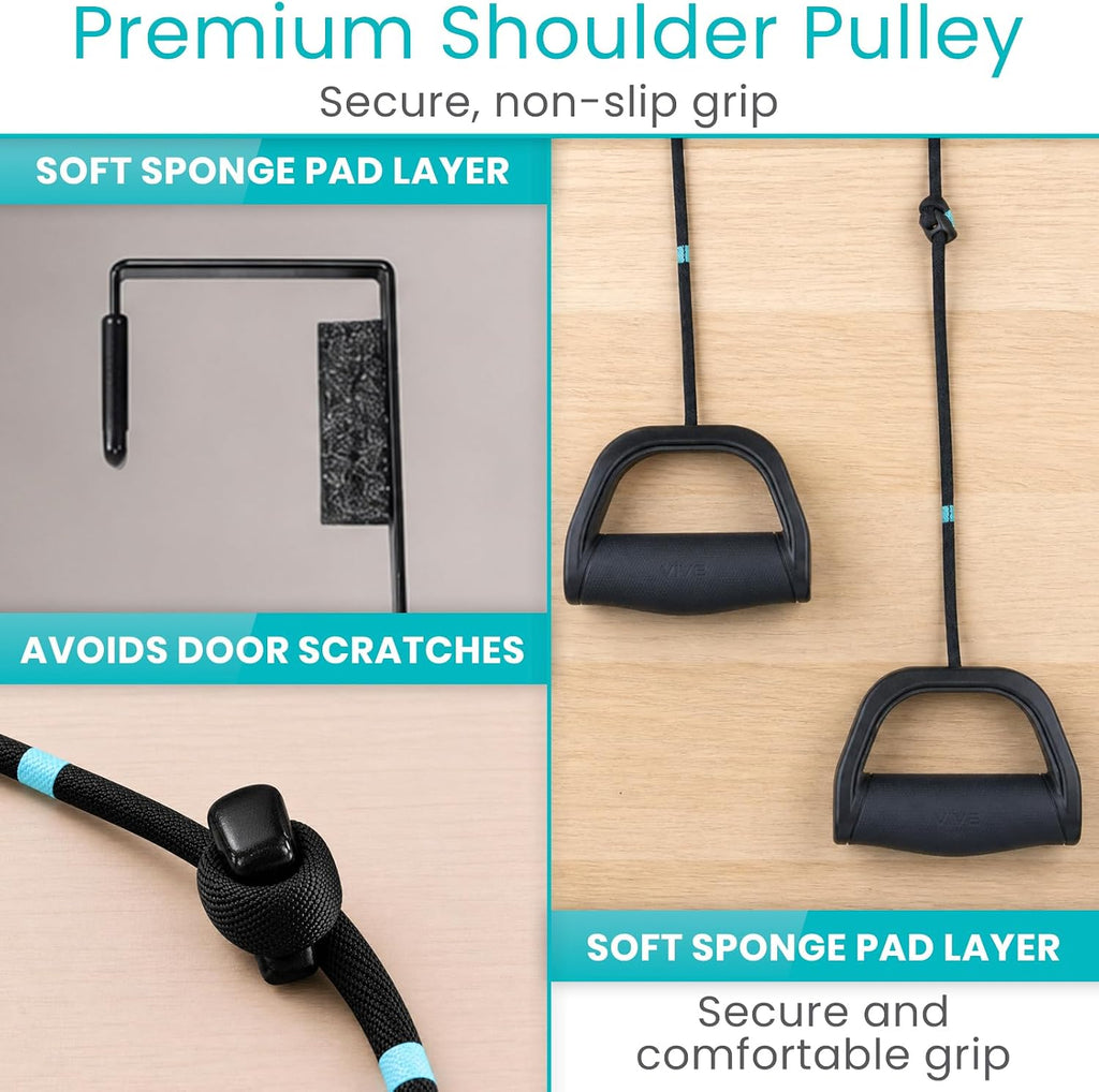 Premium Shoulder Pulley for Physical Therapy w/ Carry Pouch - Over the Door Pulley for Shoulder Rehab - Rotator Cuff Exercise Strengthening Equipment - Overhead Pulleys Arm Pain Relief & Recovery - view 6