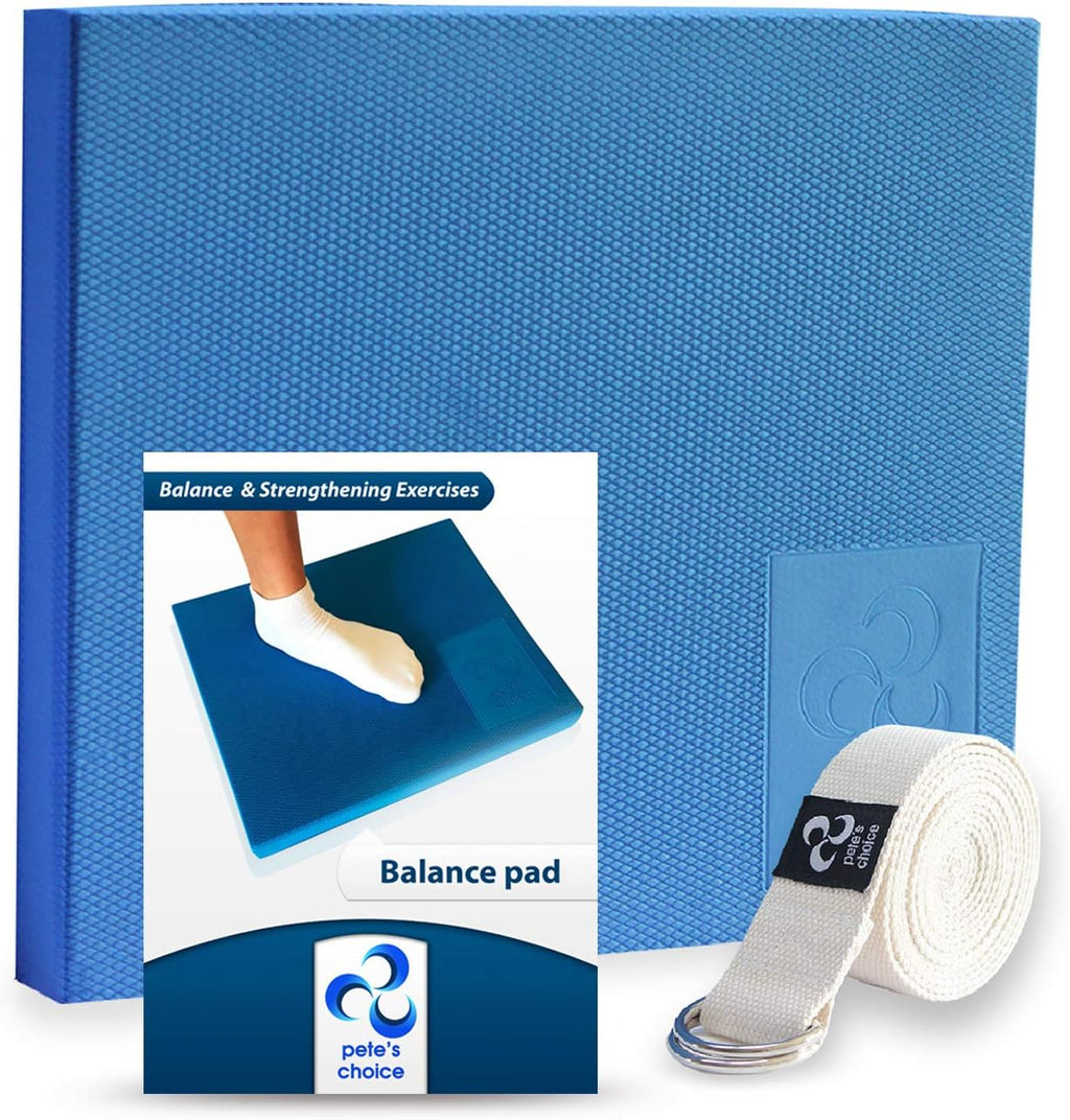 XL foam balance pad - extra large balance pad for physical therapy | rehab & ankle recovery, lower back/knee pain - X large wobble board cushion. FREE strap & BONUS eBook