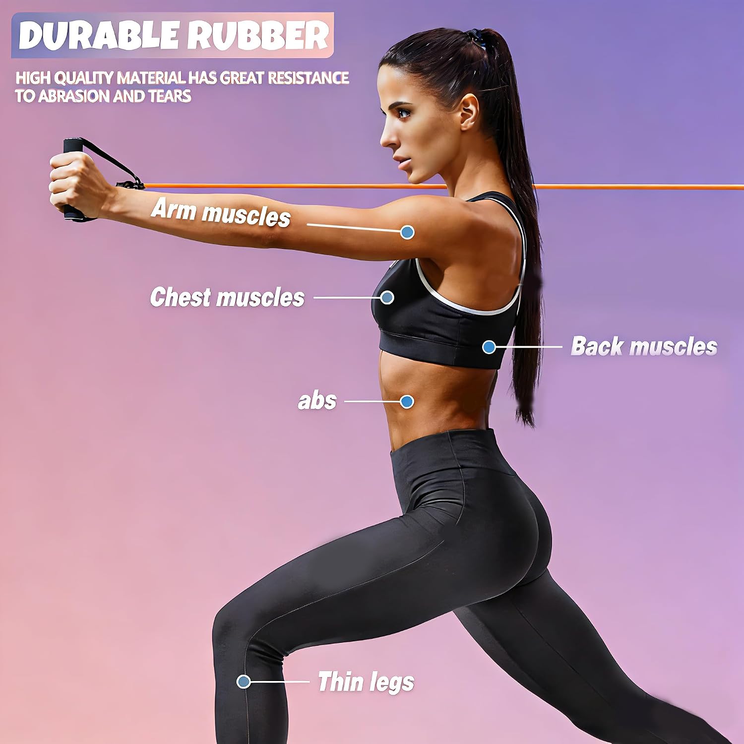 Single Resistance Bands with Handles Door Anchor for Home Gym | Door Anchor, Workout Guidance included, Exercise Bands for Physical Therapy, Yoga, Strength Training - view 5