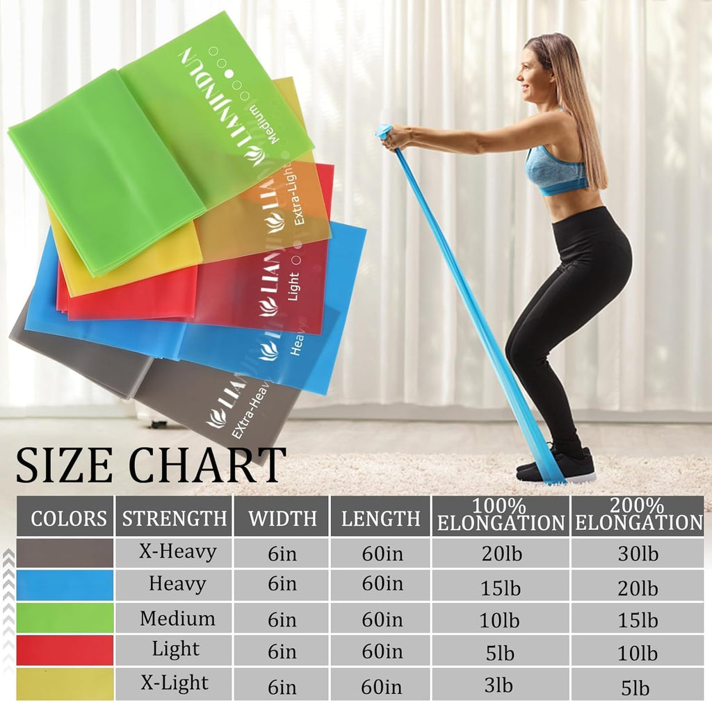 Resistance bands for working out, physical therapy, exercise, pilates, yoga | latex-free stretch bands for women or men, elastic exercise bands set for stretching, fitness, rehab, workout, gym and home - view 2