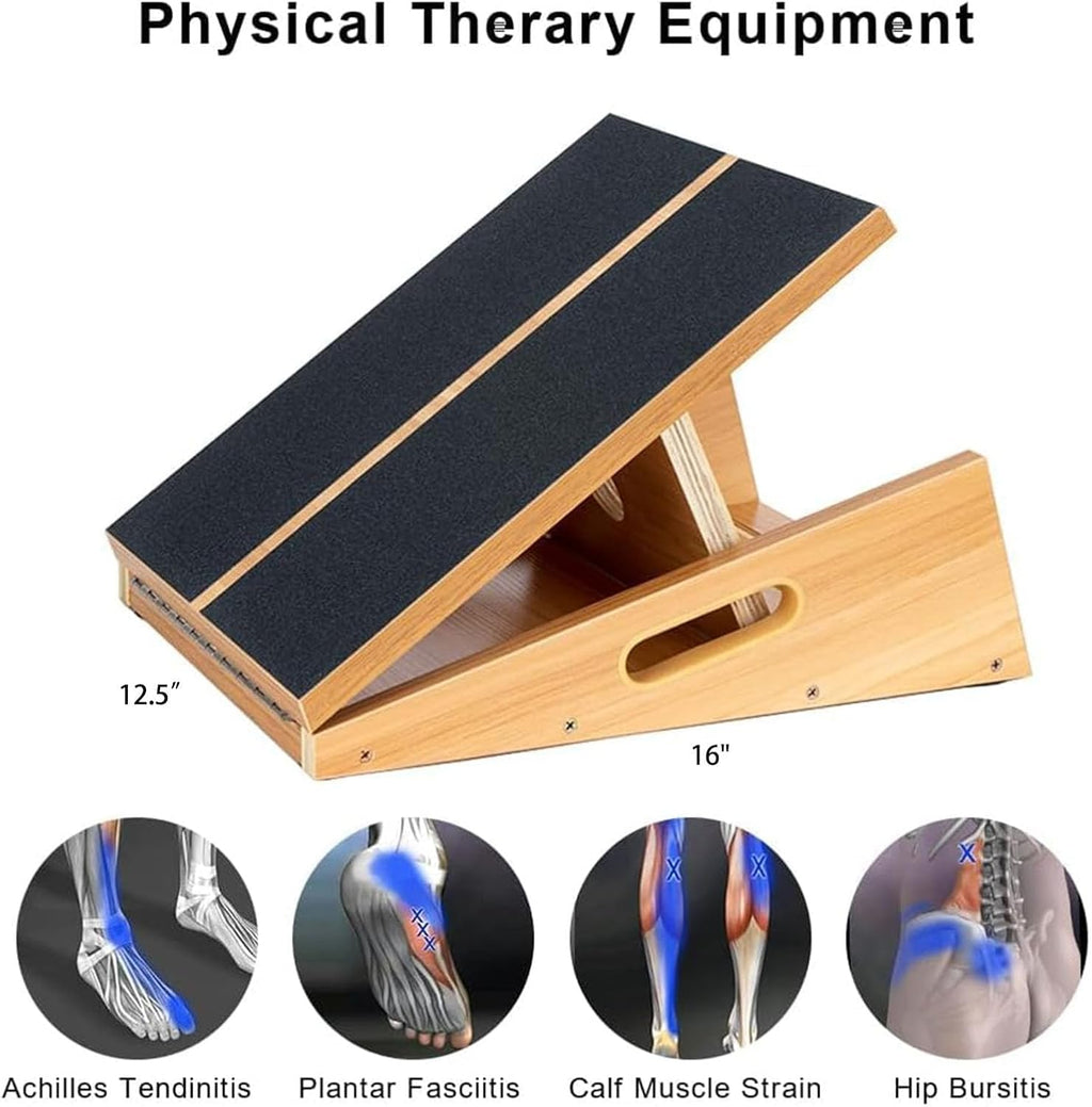 Wooden Slant Board, Adjustable Incline, Side Handles, Non-Slip | Standard and XL Sizes, Full or Partial Non-Slip Surfaces, Side Carry Handle, Calf and Ankle Stretching, Squats and Rehab - view 3
