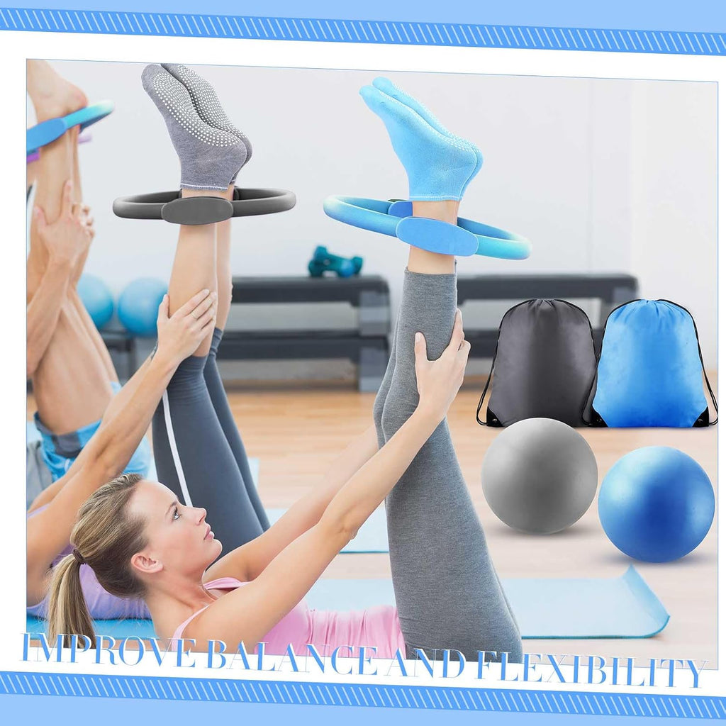 Pilates Equipment Kit for Home Workout Pilates Ring and Ball Set for Women 12'' Circle Yoga Fitness Essentials Kit with Resistance Bands, Yoga Strap, Socks,Bag - view 7