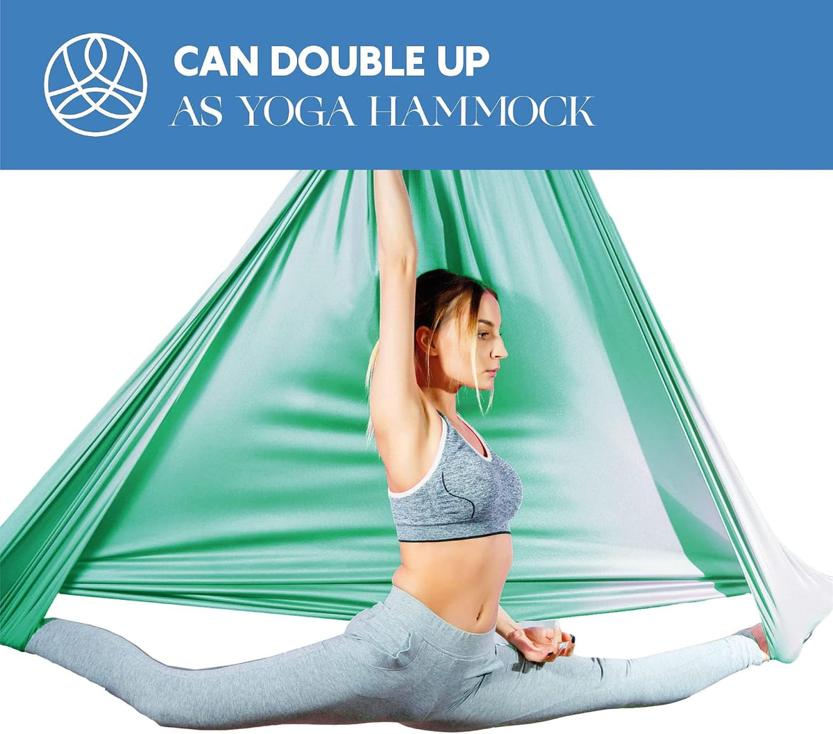 Aerial silks starter kit, 9 yards, aerial yoga hammock, hardware | knitted fabric with pose guide, for aerial yoga, gymnastics, silk swing, stretching and home gym use, suitable for all levels - view 7