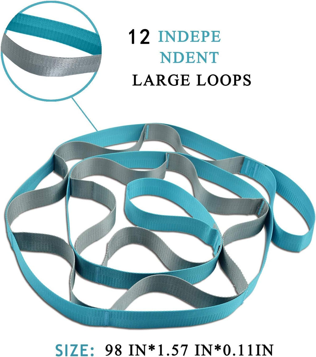 Yoga Straps Stretching Strap with 12 Loops Workout Poster, Straps for Stretching Physical Therapy Equipment Long Stretch Out Bands for Exercise, Pilates and Gymnastics for Women Men - view 2