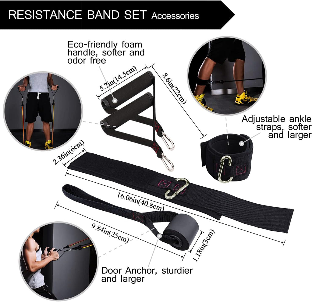 Resistance bands with handle set - for men and women, workout bands for strength exercise, with handles, door anchor & ankle straps, for rehab, yoga and fitness - view 5