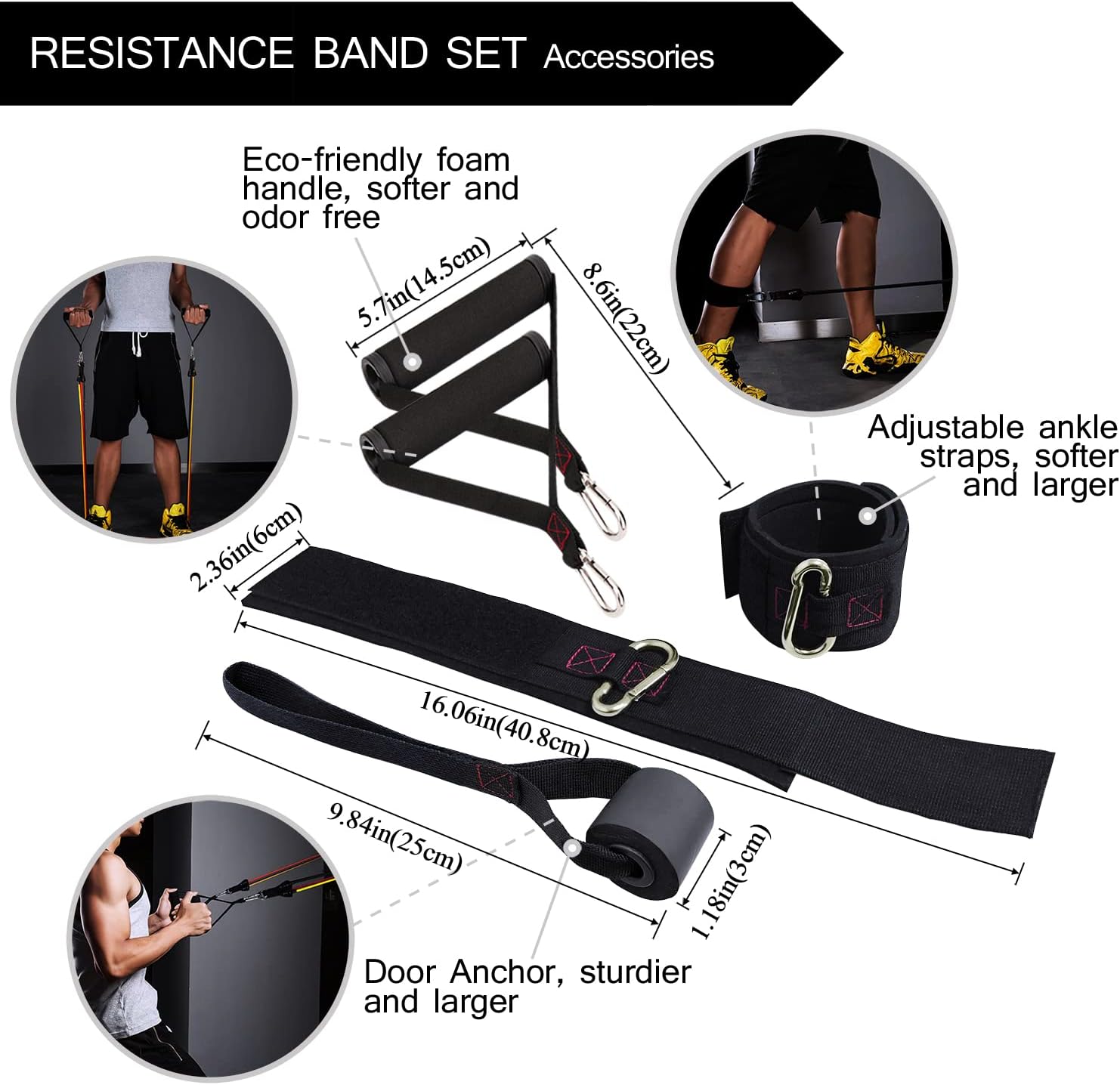 Resistance bands with handle set - for men and women, workout bands for strength exercise, with handles, door anchor & ankle straps, for rehab, yoga and fitness - view 5