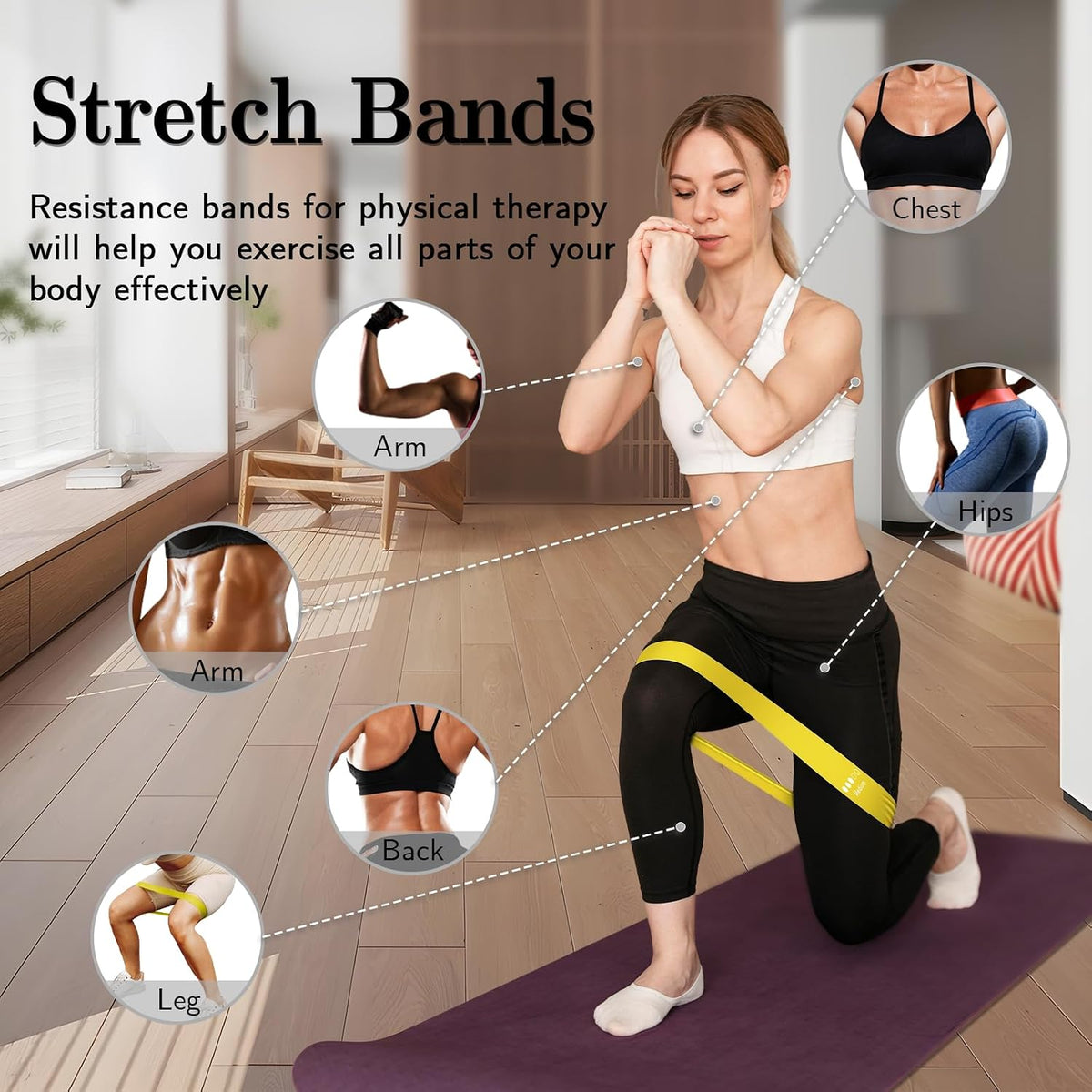 Resistance bands for working out, exercise bands resistance bands set with 5 resistance levels, multi-colored workout bands for indoor & outdoor fitness, leg strength training, yoga - view 3