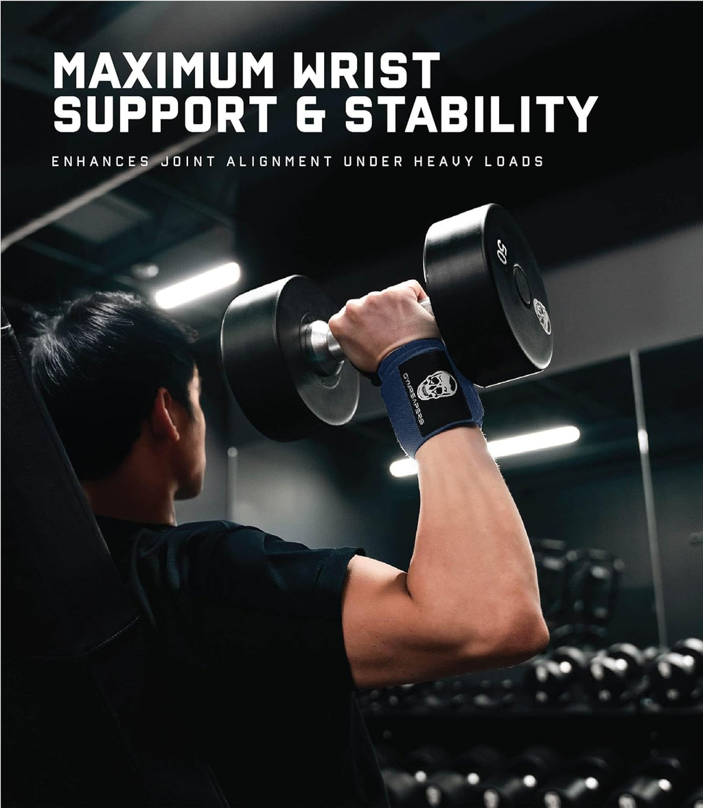 Weightlifting Wrist Wraps (IPF Approved) Professional Quality Wrist Support with Heavy Duty Thumb Loop - Best Wrap for Powerlifting Competition, Strength Training, Bodybuilding - view 2