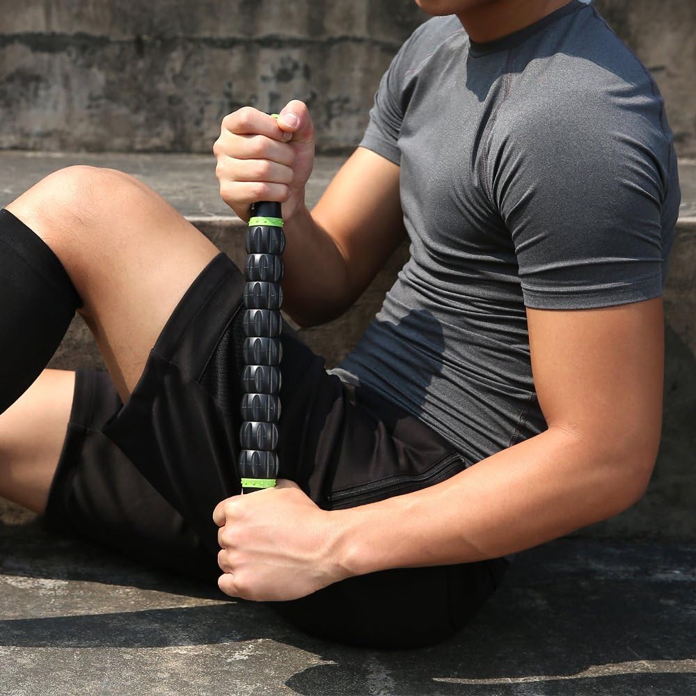 Muscle Roller Stick for Athletes- Body Massage Sticks Tools Massager for Relief Muscle Soreness,Cramping and Tightness,Help Legs and Back Recovery,Black Green - view 7