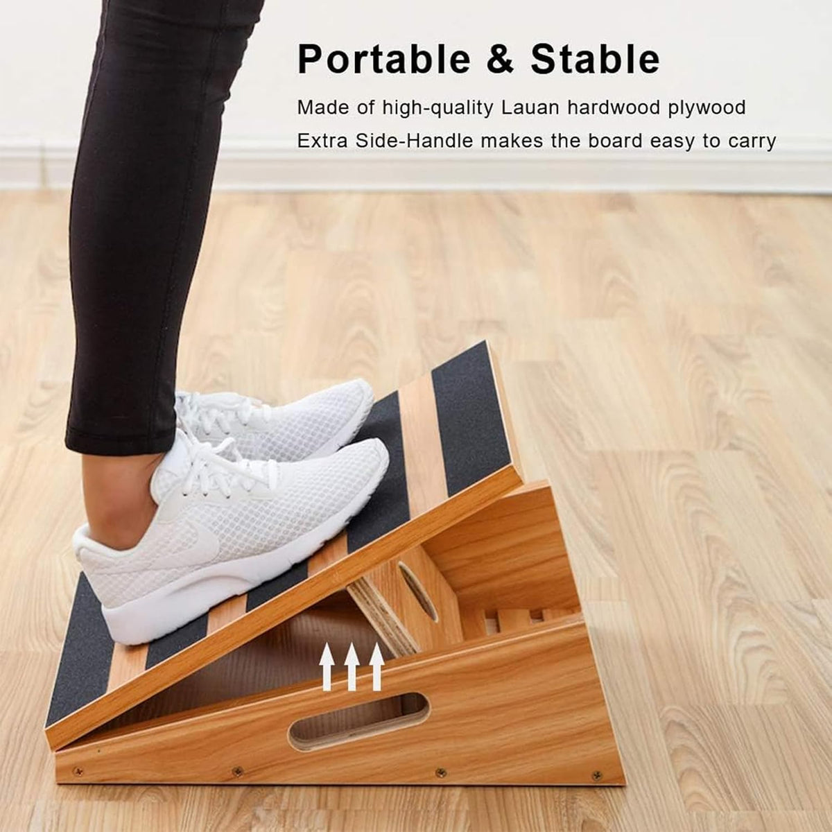 Wooden Slant Board, 5 Adjustable Angles, 500 lb, Side Handle | Partial-Coverage Grip Surface, Calf and Ankle Stretching, Squats, Physical Therapy, Rehab and Home Gym Use - view 6