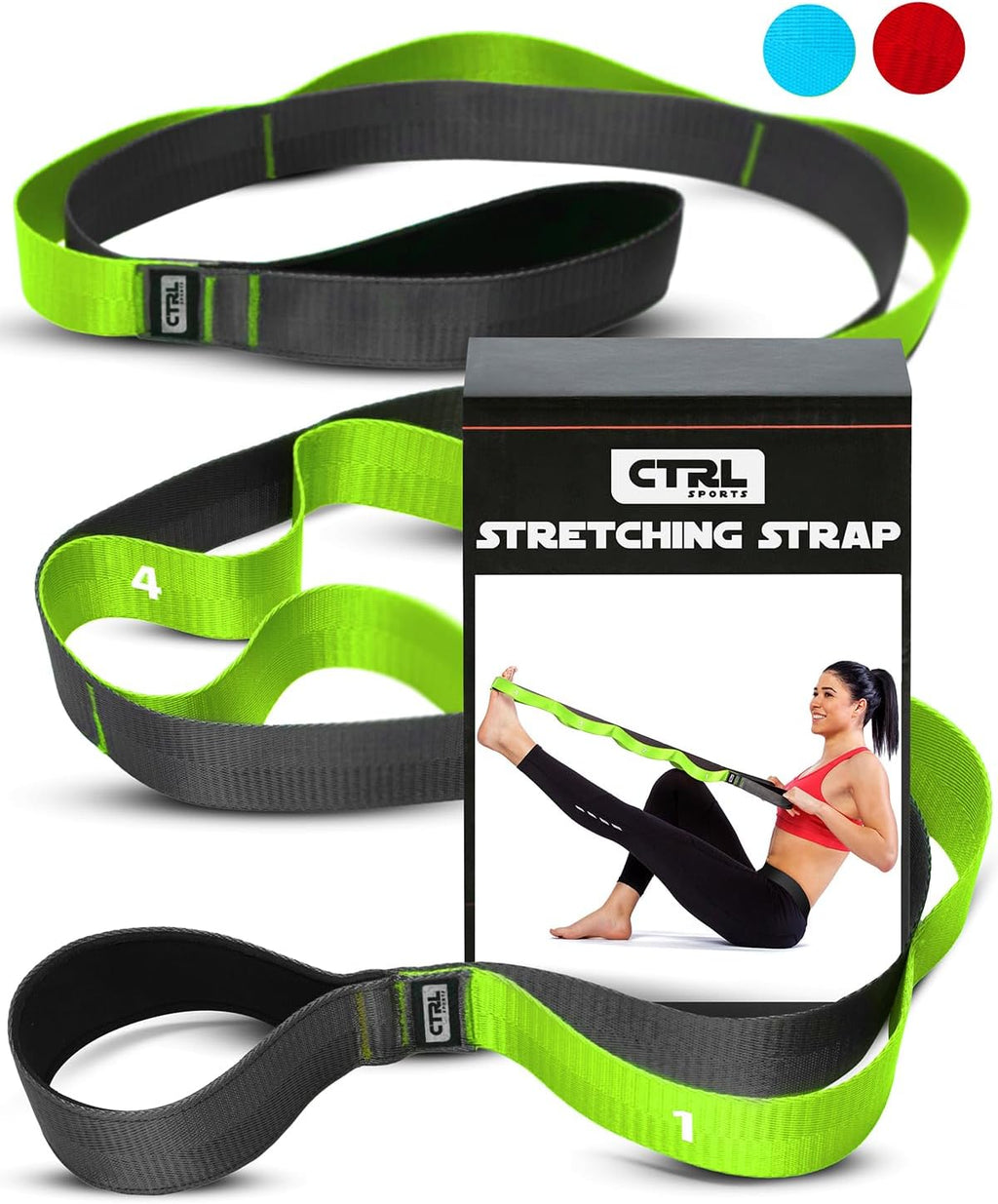 Stretching Strap with Loops, Non Elastic Stretch Band for Physical Therapy | Video Exercises Included - Yoga Strap for Stretching Equipment and Flexibility