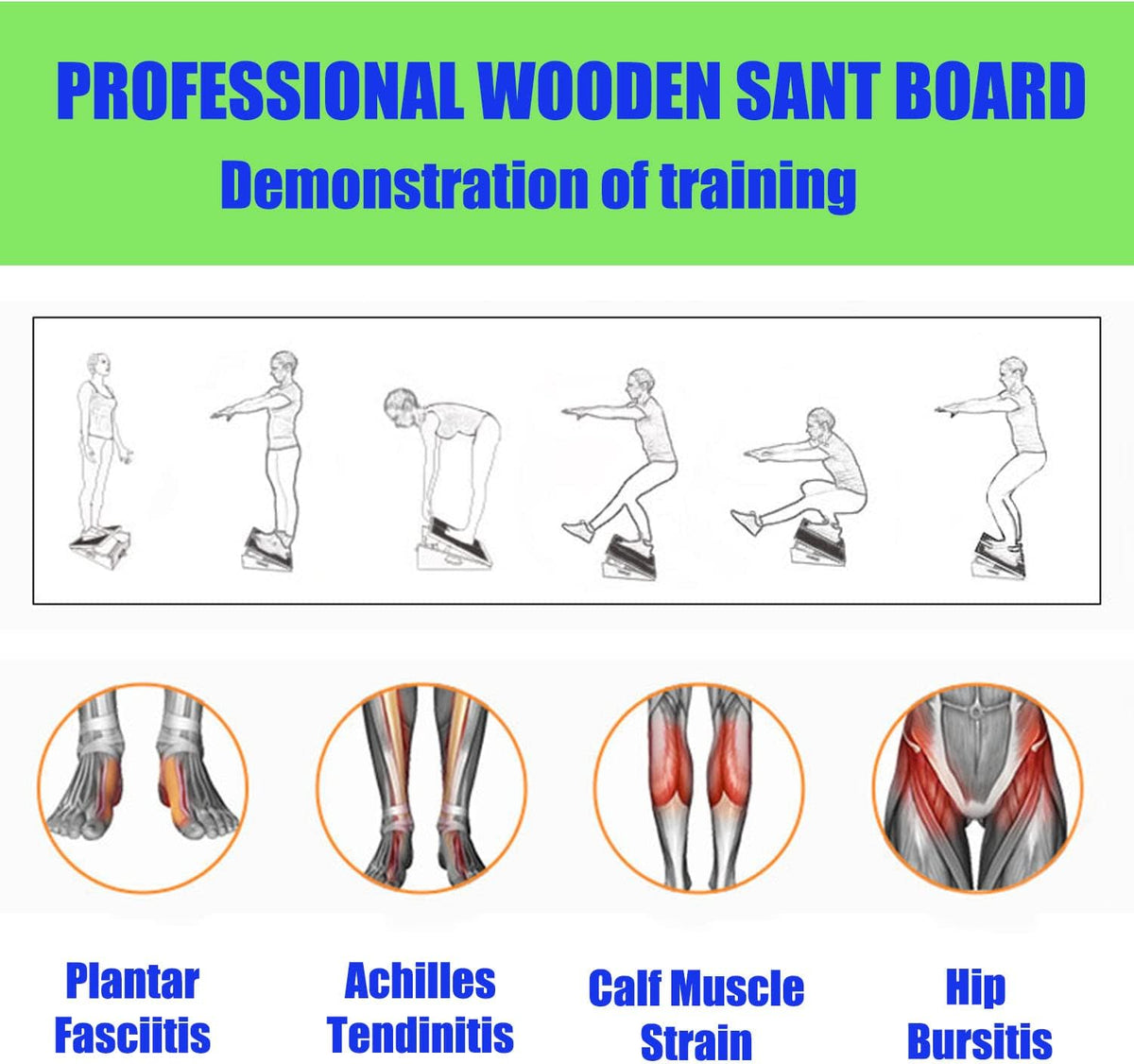 Slant board for calf stretching wooden calf stretcher incline board adjustable calf stretch board for squats knees ankle - view 6