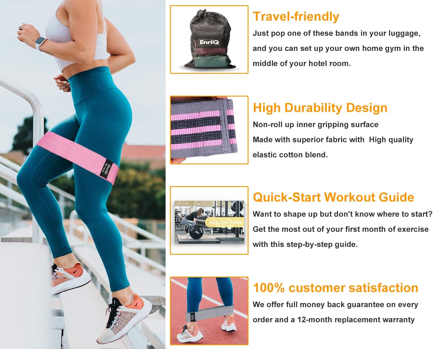 Booty Bands Fabric Resistance Bands for Legs and Butt - Non Slip Cloth Hip Bands Elastic Workout Bands - Activate Glutes and Thighs - Made of Premium Elastic Fabric - view 2
