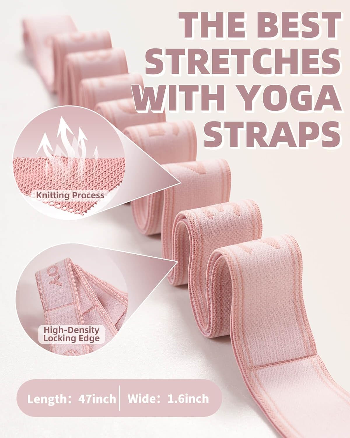 Yoga Strap and Resistance Bands-Exercise Elastic Bands for Working Out Women with 10 Loops-Perfect for Stretching and Physical Therapy - view 3