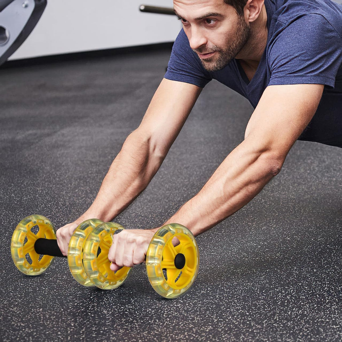 Dual Ab Roller Wheel Set for Core Workout, Portable Abdominal Exercise Equipment with Foam Grip for Home Gym, Lightweight Fitness Training Tool for Men and Women, Yellow - view 8