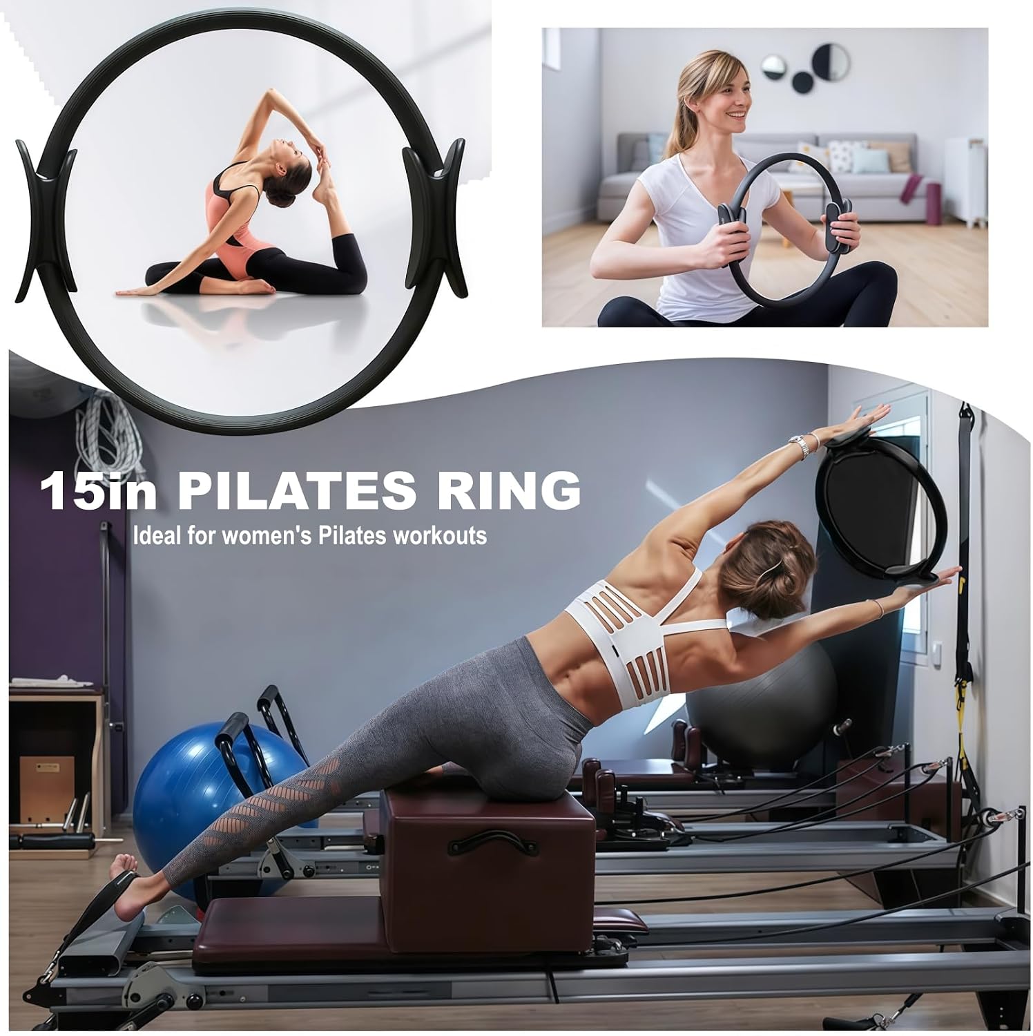 Pilates Equipment, Pilates Kit for Home Workouts, Pilates Essentials Kit for Women, Home Pilates Kit with Pilates Ring and Ball Set, Booty Bands, Figure 8 Resistance Band, Yoga Band - view 2