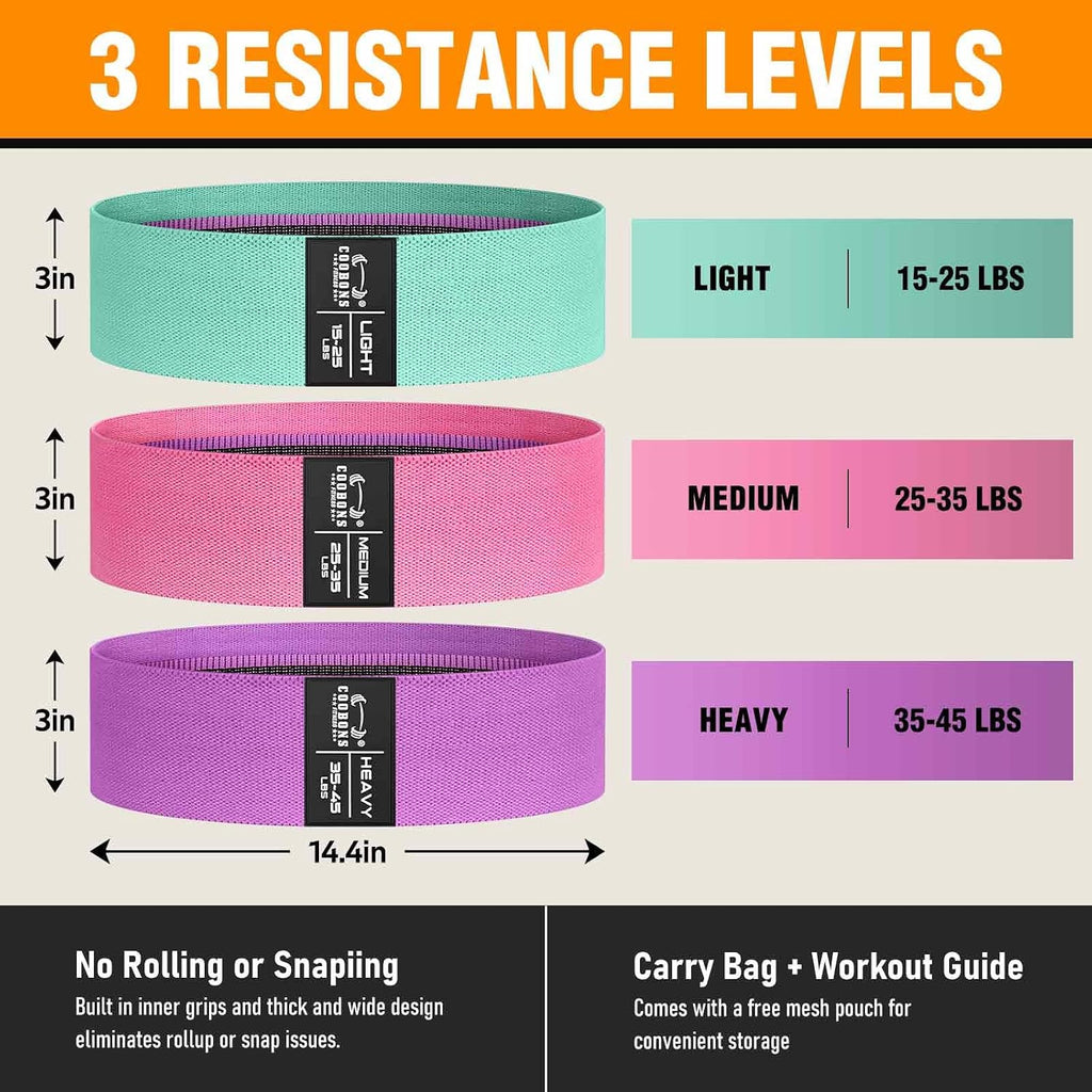 Fabric Resistance Bands for Working Out | Exercise Bands for Women and Men, Booty Bands for Legs and Glute, Yoga, Pilates, Rehab, Fitness and Home Workout - view 3