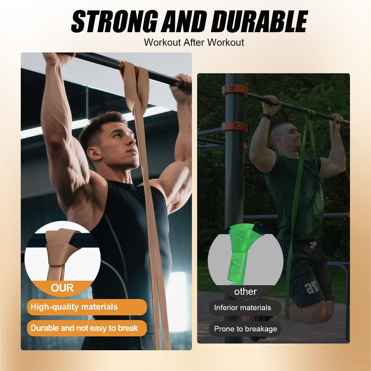 Resistance Bands, Pull Up Assist Bands with Handles, Door Anchor | Natural Latex Rubber, Progressive Tension, Exercise Loop for Full-Body Fitness, Portable Gym Bag, Warm-Up & Stretch - view 4