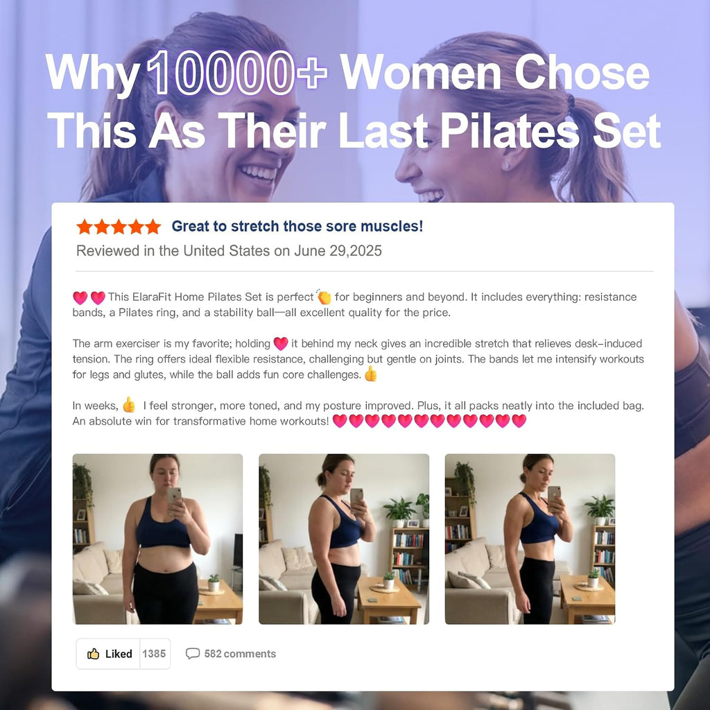 Home pilates ring and ball set for women with 5 resistance bands 13 inch magic circle workout starter kit for beginners full body toning 15 min daily routine - view 7