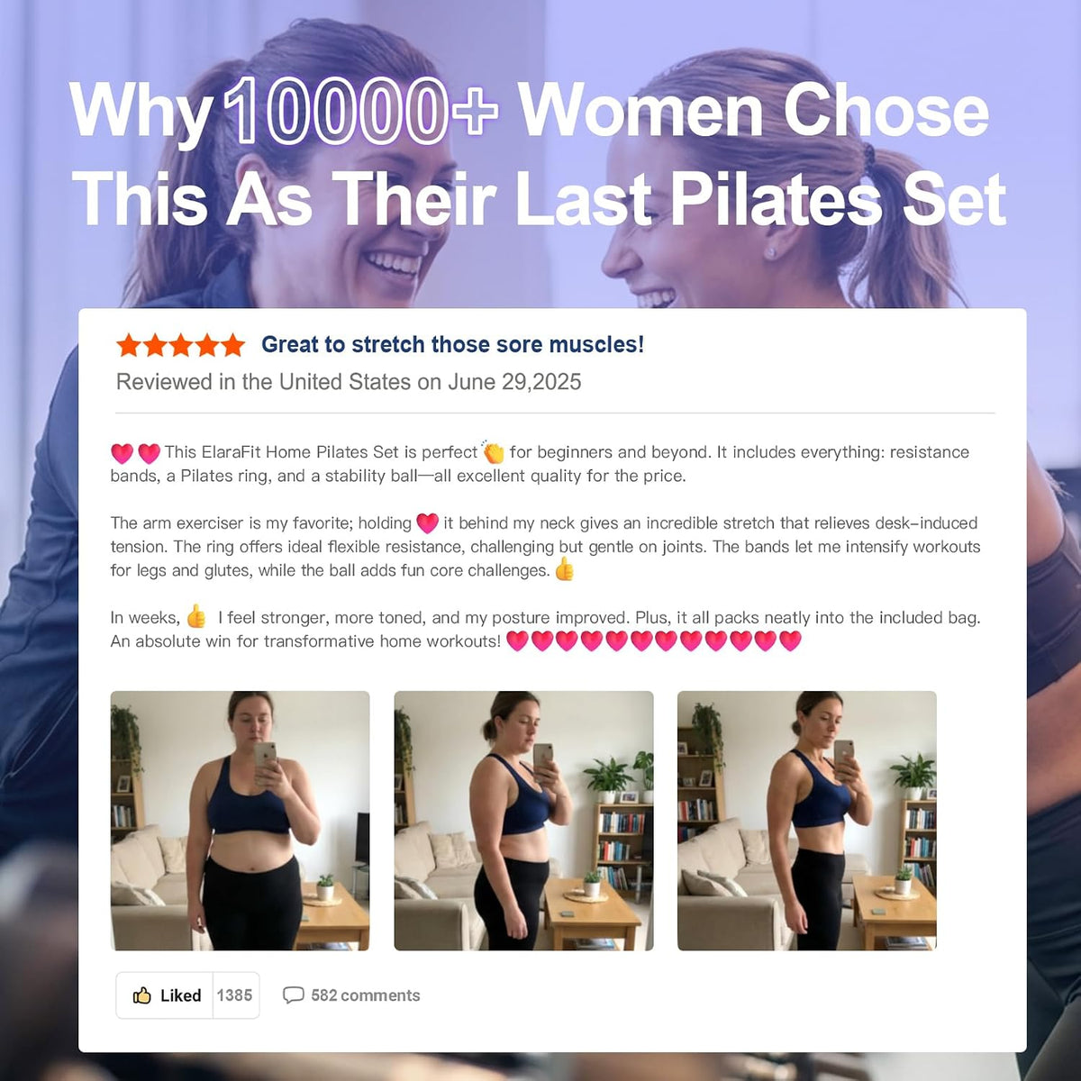 Home pilates ring and ball set for women with 5 resistance bands 13 inch magic circle workout starter kit for beginners full body toning 15 min daily routine - view 7