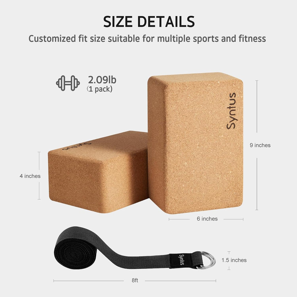 Yoga Block and Yoga Strap Set, Soft Non-Slip Yoga Blocks 9×6×4 inches, 8FT Metal D-Ring Strap for Yoga, General Fitness, Pilates, Stretching and Toning - view 2