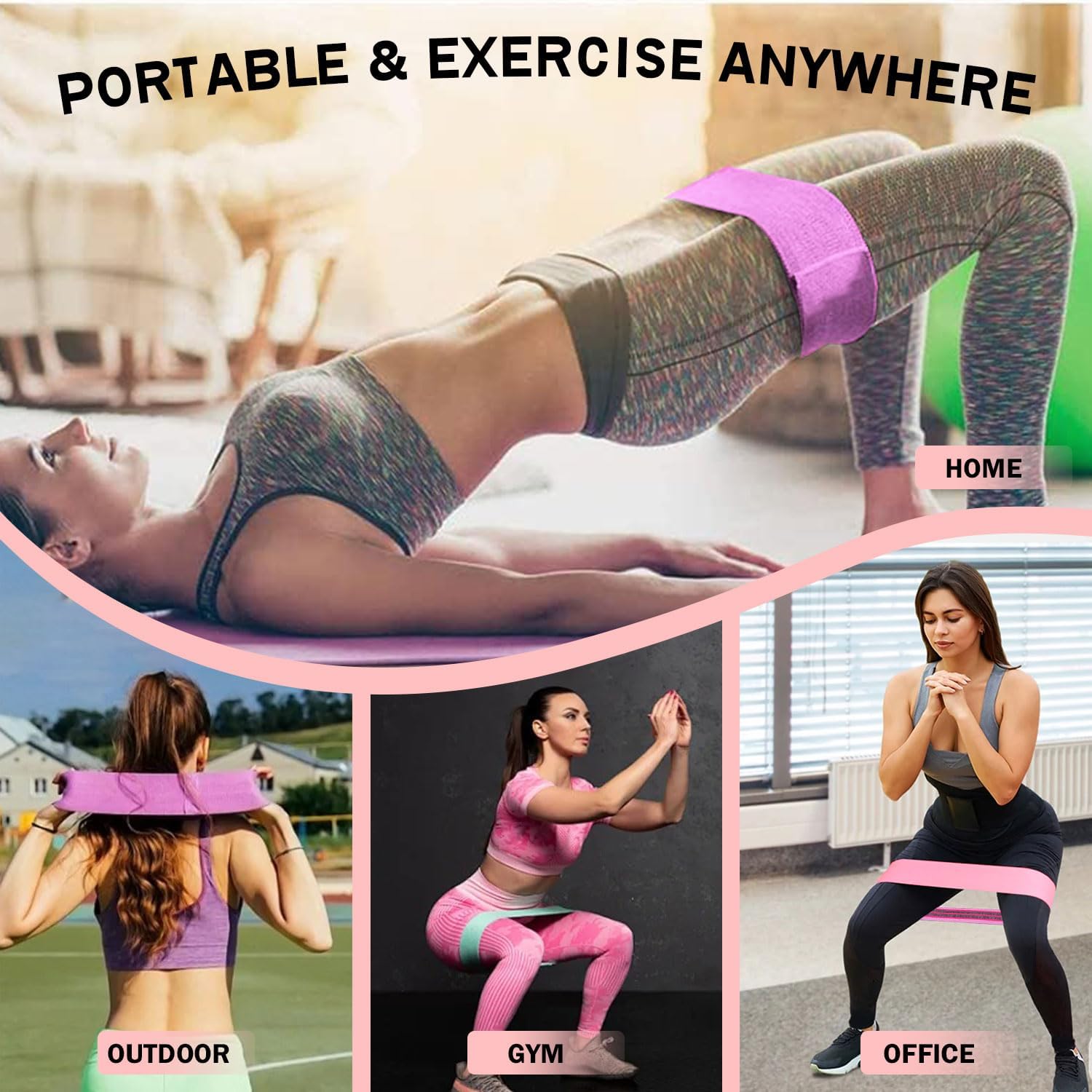 Non-Slip Fabric Resistance Bands for Working Out 3 Levels | Loop Exercise Bands for Booty Leg Butt Glute Hip, Elastic Stretch Workout Bands for Women Men Home Gym Fitness Yoga Pilates - view 5