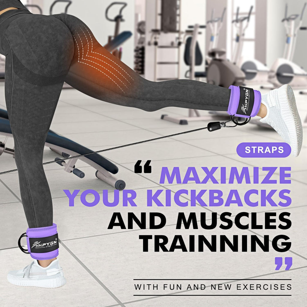 Ankle Strap for Cable Machine, Padded Ankle Straps for Cable Machine Kickbacks, Glute Workouts, Leg Extensions, Curls, Booty Hip Abductors Exercise, Adjustable Comfort Ankle Cuff for Gym - view 6