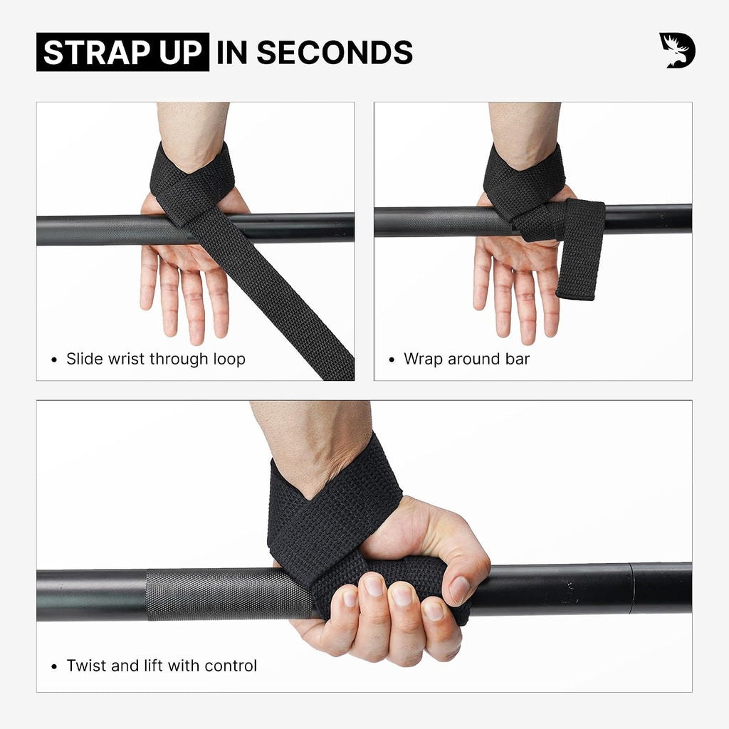 DMoose Fitness lifting straps 24" (pair) - 5mm padded durable wrist straps for weightlifting & powerlifting - cotton lifting strap with silicone grip for men & women - deadlift strap for gym workout - view 8