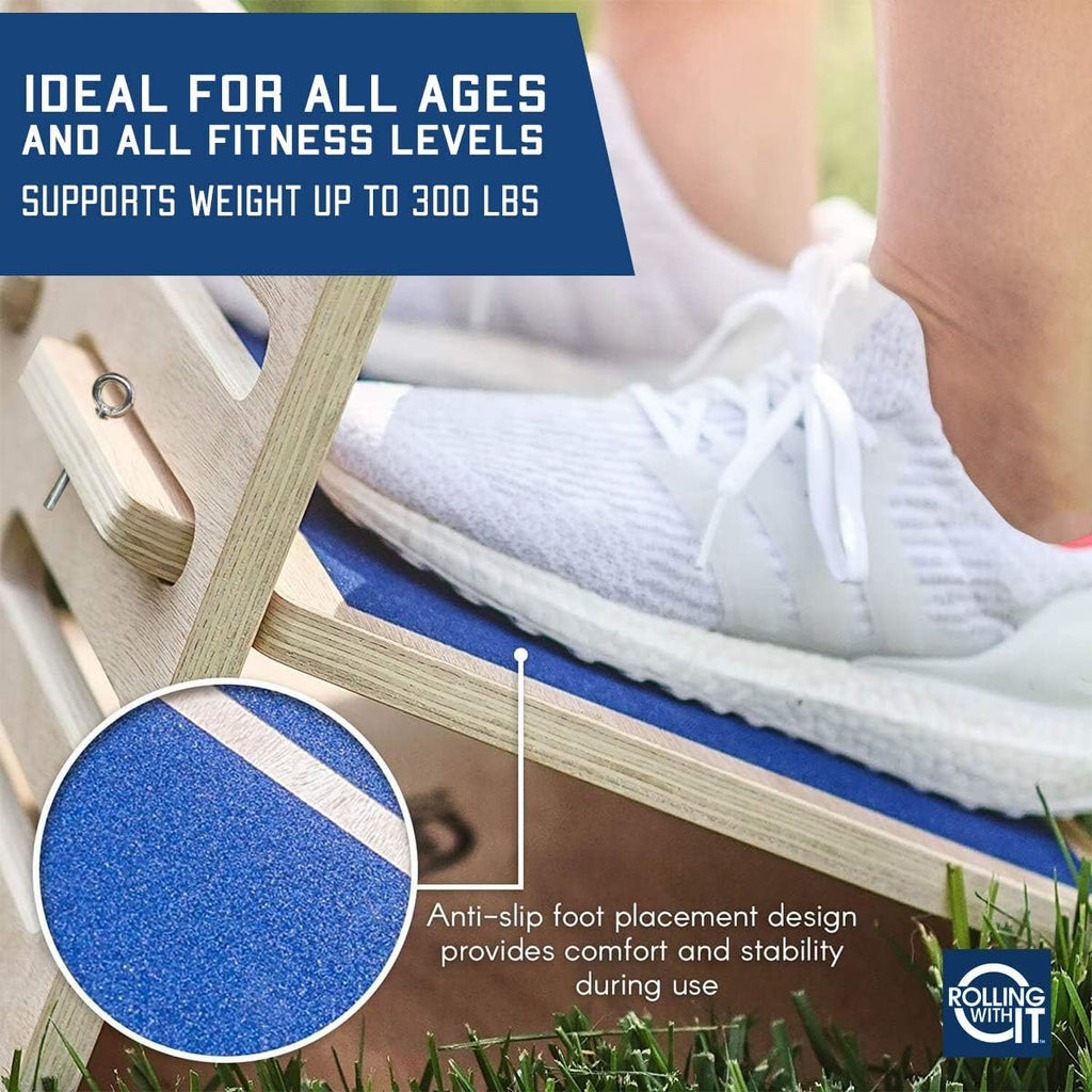 Wooden Slant Board for Calf Stretching, Squats | Solid wood, 4 adjustable angles, Anti-slip surface, For calf, hamstring & Achilles stretch, Squat wedge, Holds 350 lb - view 5