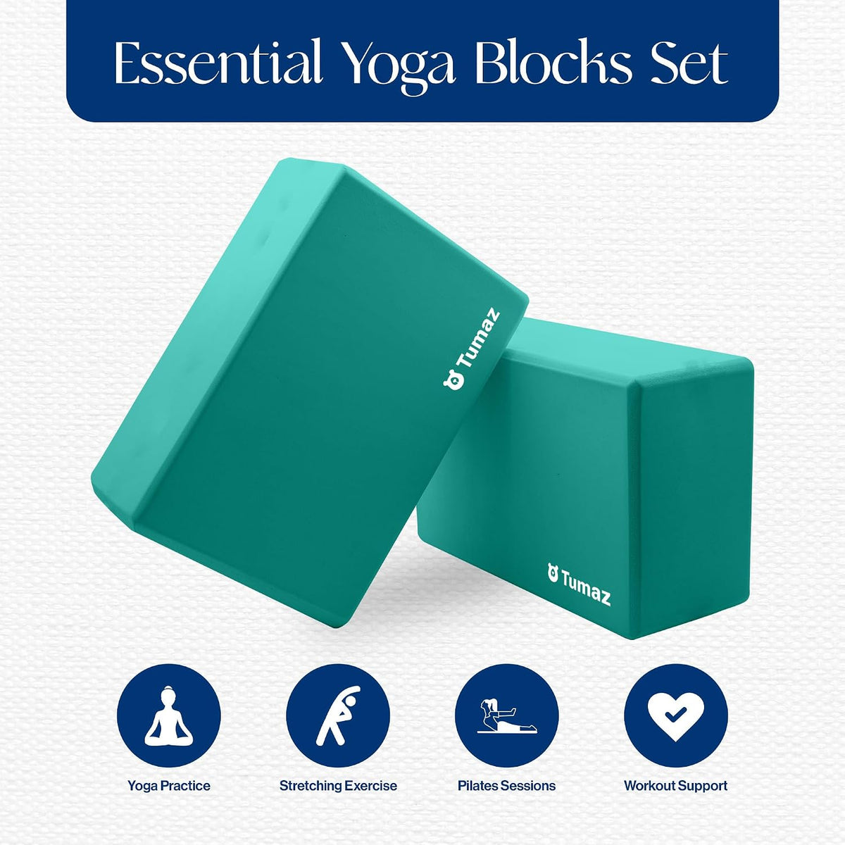 Non-Slip Yoga Blocks，High-Density EVA Foam 2 Pack for Yoga & Pilates | High-Density Support | Lightweight | EVA Foam | Non-Slip Stability | Free Yoga E-Book - view 2