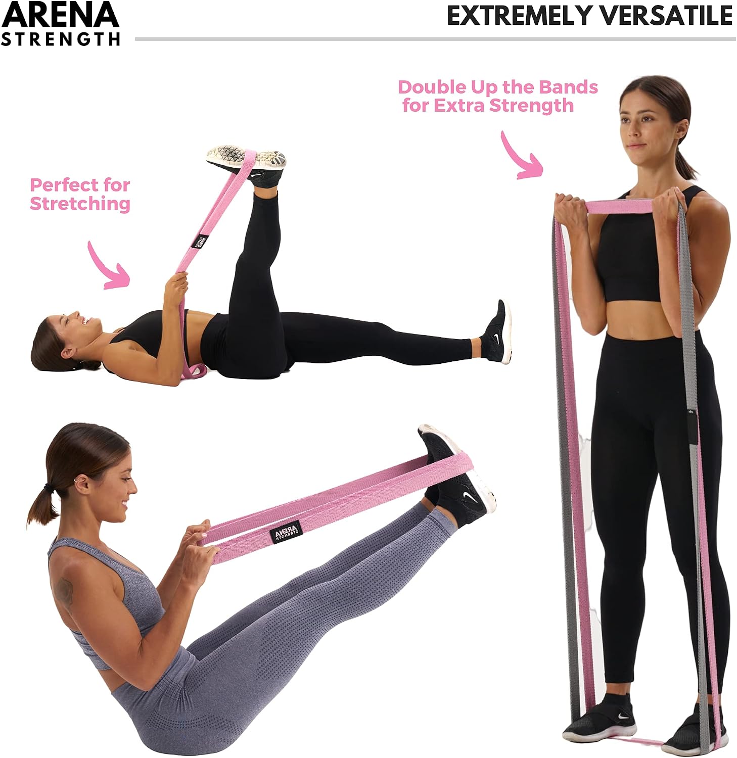 Long Fabric Full Body Resistance Bands, Set of 4 | Cloth Exercise Bands, Workout Guide & Carry Bag, For Strength Training, Pull-Up Assistance & Home Gym - view 4