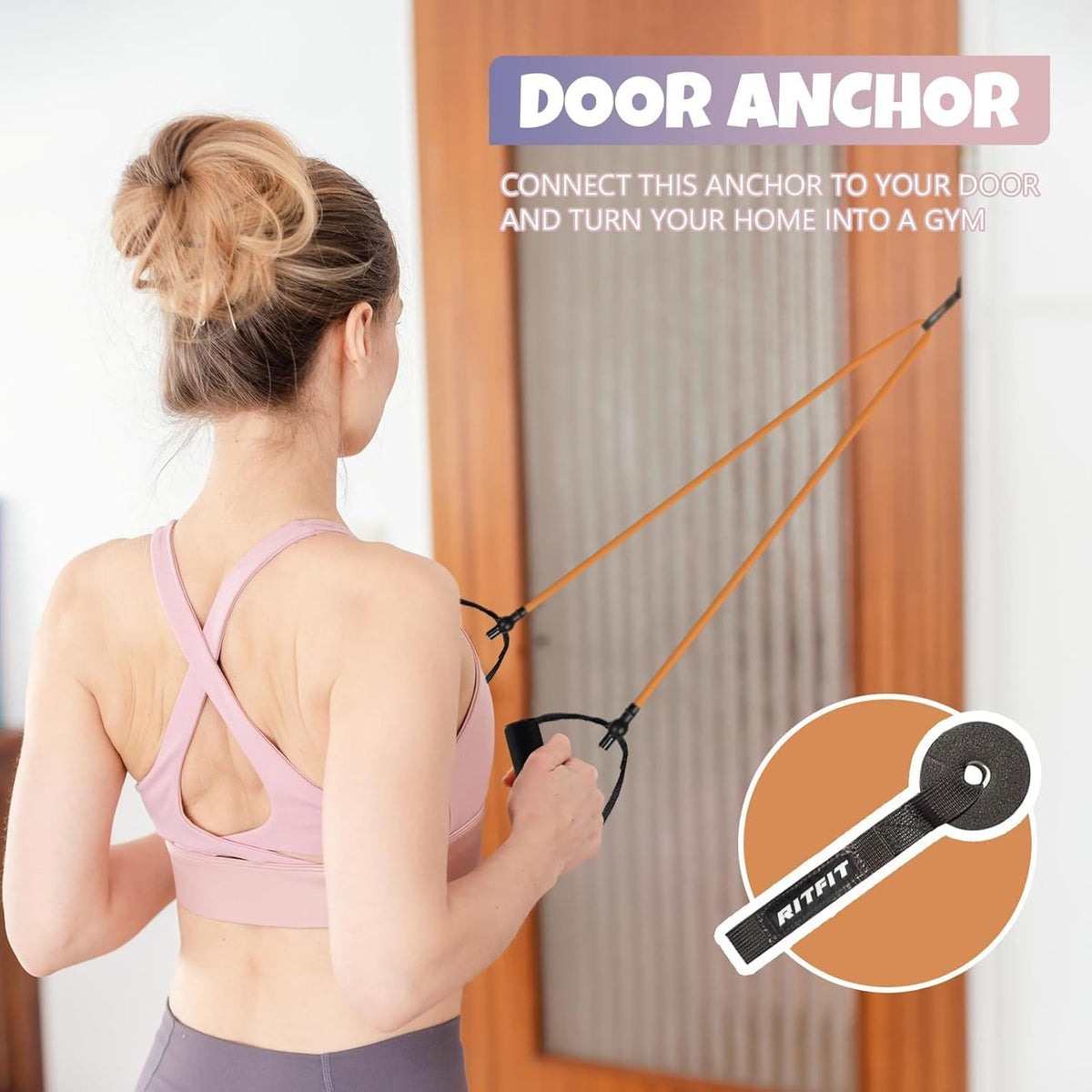 Single Resistance Bands with Handles Door Anchor for Home Gym | Door Anchor, Workout Guidance included, Exercise Bands for Physical Therapy, Yoga, Strength Training - view 3