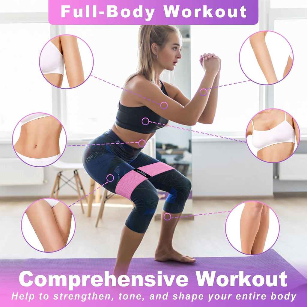 Resistance bands for working out, 3 levels fabric exercise bands set | workout bands set for women men, hip legs booty bands for home fitness, gym, yoga, pilates - view 5