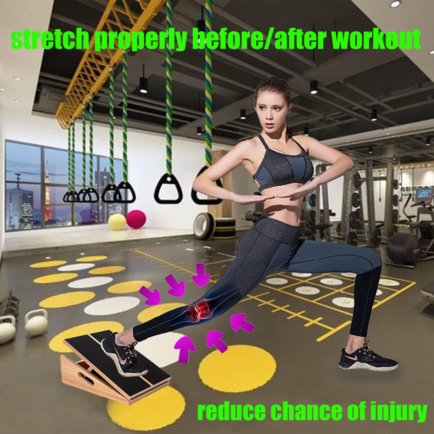 Slant board for calf stretching wooden calf stretcher incline board adjustable calf stretch board for squats knees ankle - view 2