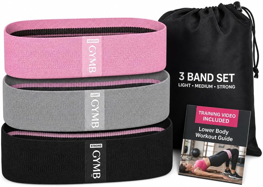 Premium Resistance Bands for Working Out - Exercise Bands to Workout Glutes, Thighs & Legs - No Slip Cloth Booty Bands for Gym & Home Fitness, Yoga, Strength & Pilates for Men/Women - 3 Levels