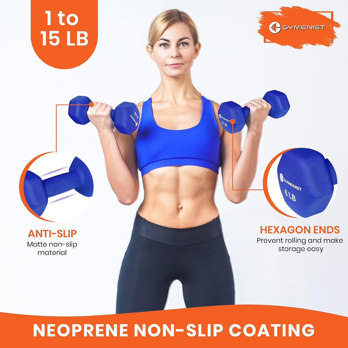 Pair of Dumbbells Set of 2 Soft Non Slip Grip Dumbbells Pair Covered with Neoprene - view 5