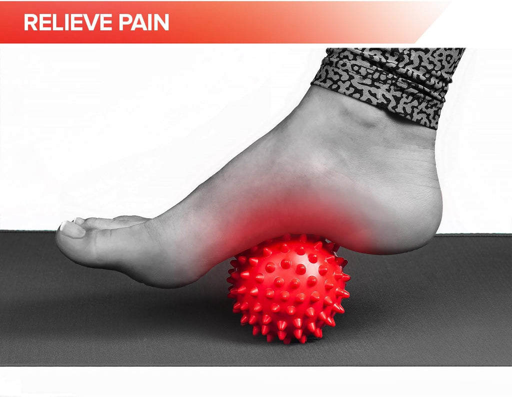 Spiky massage balls for feet, back, hands, muscles - firm, medium and soft spiked massager rollers for plantar fasciitis, exercise, neuro-balance, physical therapy, 3-inch - view 3