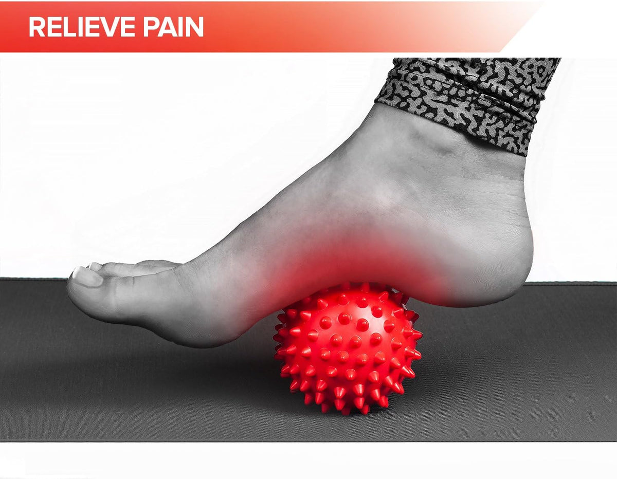 Spiky massage balls for feet, back, hands, muscles - firm, medium and soft spiked massager rollers for plantar fasciitis, exercise, neuro-balance, physical therapy, 3-inch - view 3