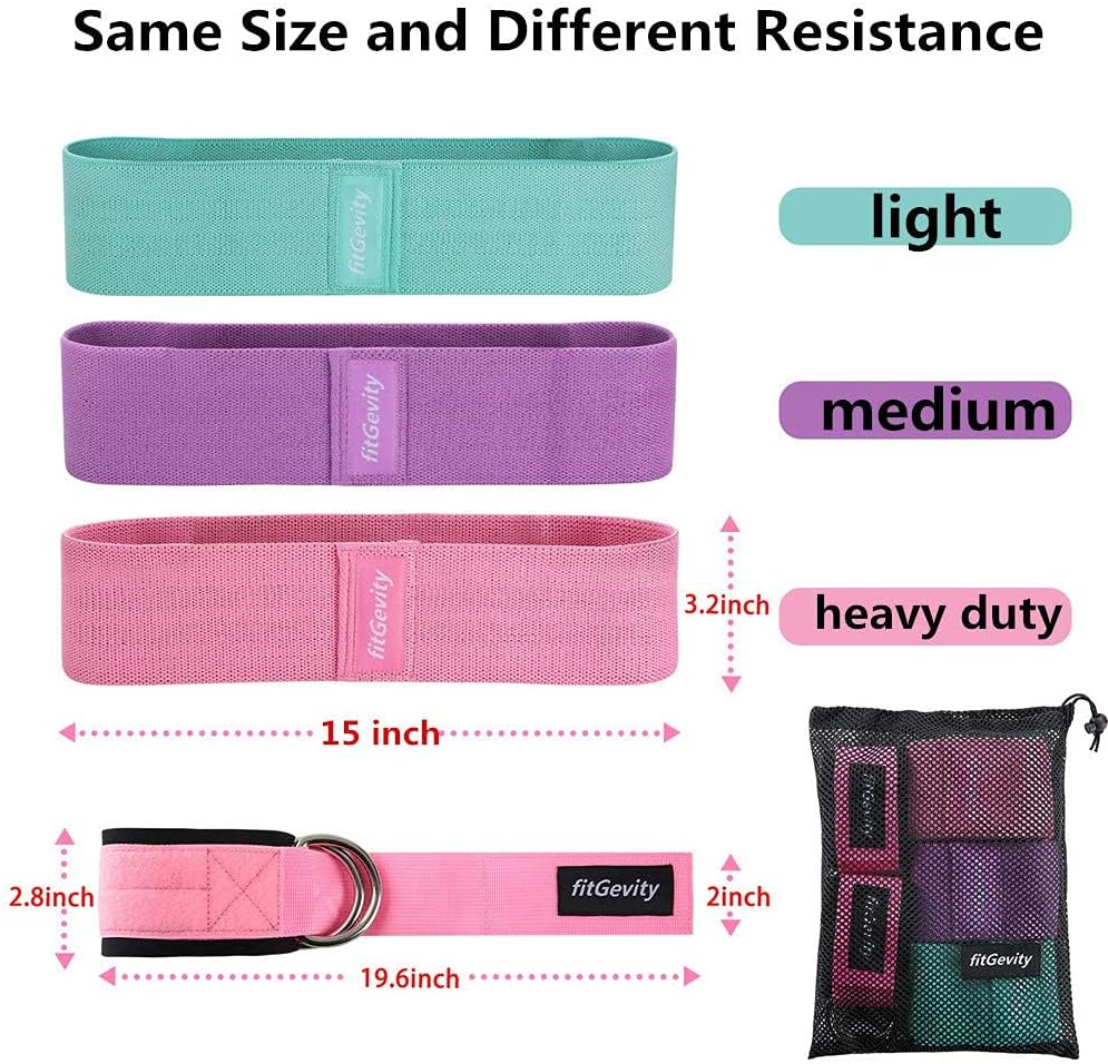 Resistance Bands Exercise Bands for Legs and Butt,Fabric Non Slip Hip Fitness Booty Workout Bands, Set of 8 Resistance with Door Anchor Legs Ankle Straps for Men Women Gym Home Fitness Yoga - view 4