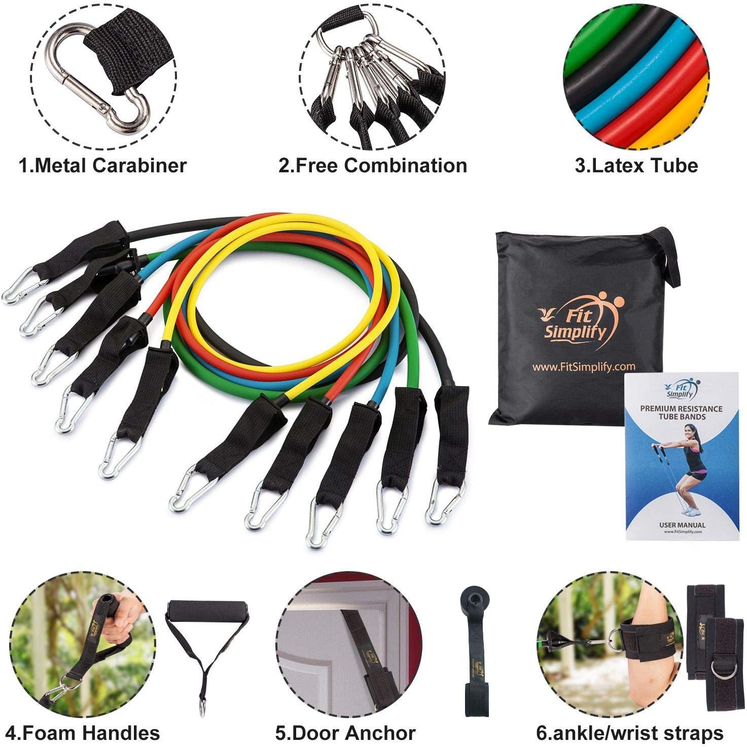 Resistance Tube Bands 12 Piece Set with Instruction Booklet - view 2