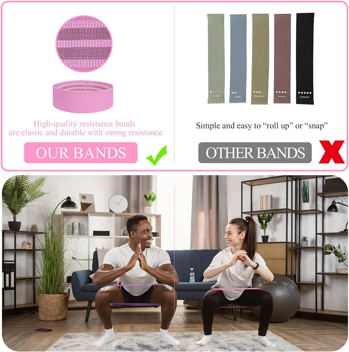 Fabric Resistance Bands for Working Out, 5 Levels Booty Bands for Women Men, Cloth Workout Bands Resistance Loop Exercise Bands for Legs Butt at Home Fitness, Yoga, Pilates - view 4
