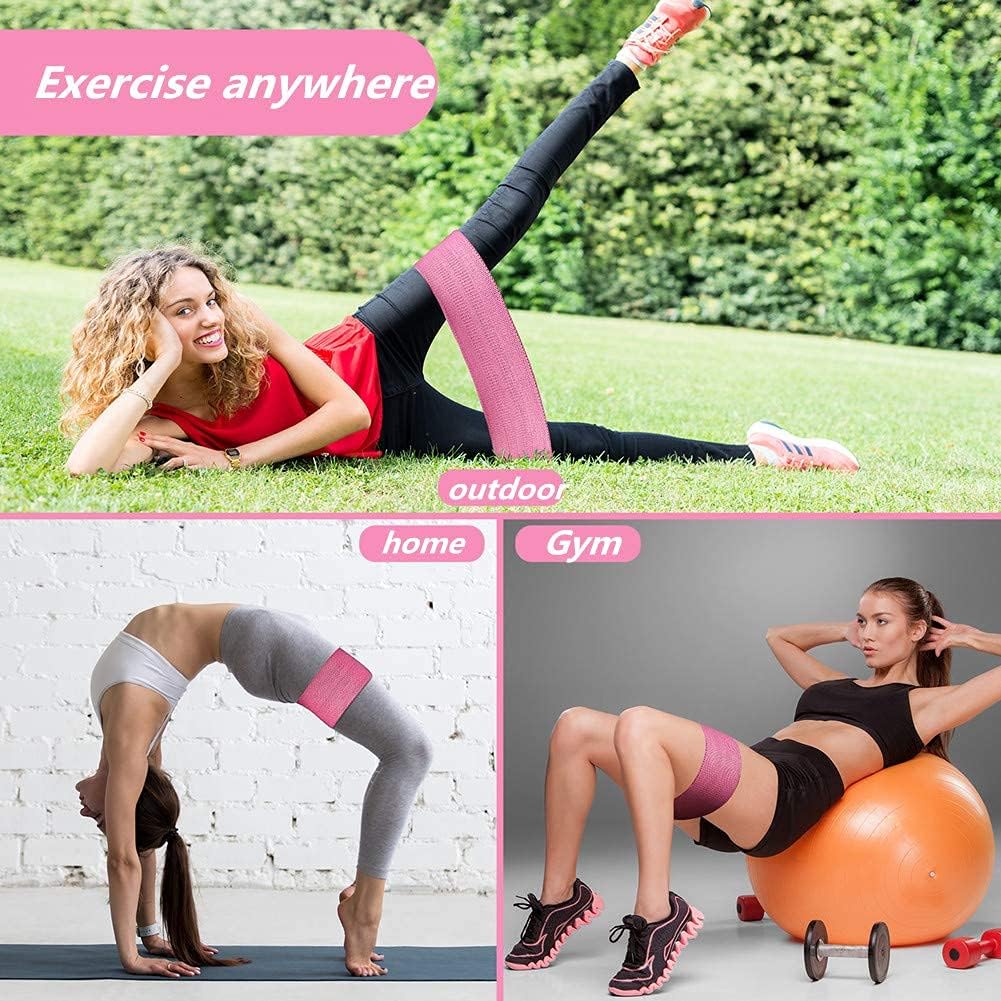 Resistance Bands Exercise Bands for Legs and Butt,Fabric Non Slip Hip Fitness Booty Workout Bands, Set of 8 Resistance with Door Anchor Legs Ankle Straps for Men Women Gym Home Fitness Yoga - view 2