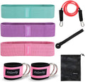 Resistance Bands Exercise Bands for Legs and Butt,Fabric Non Slip Hip Fitness Booty Workout Bands, Set of 8 Resistance with Door Anchor Legs Ankle Straps for Men Women Gym Home Fitness Yoga