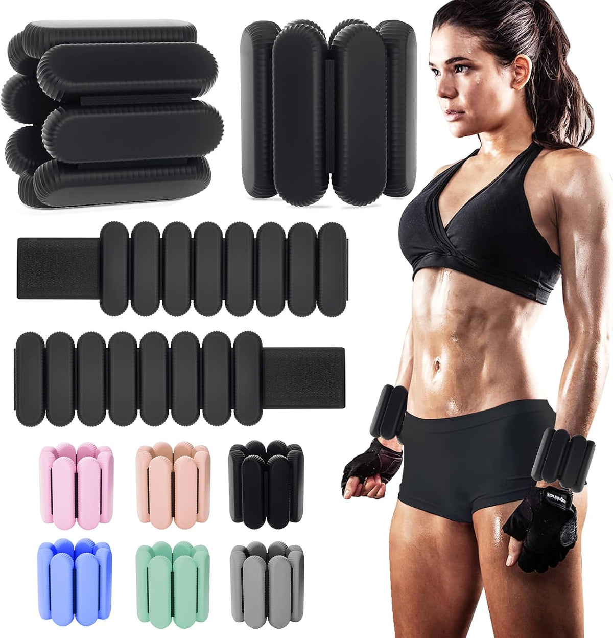 Adjustable Wrist Ankle Weights, 2 LBS/Pair, Bundle Options | Arm Leg Weight for Women Men Yoga Pilates Walking Strength Training, Comfort Silicone Workout, Wearable Home Gym Fitness - view 4