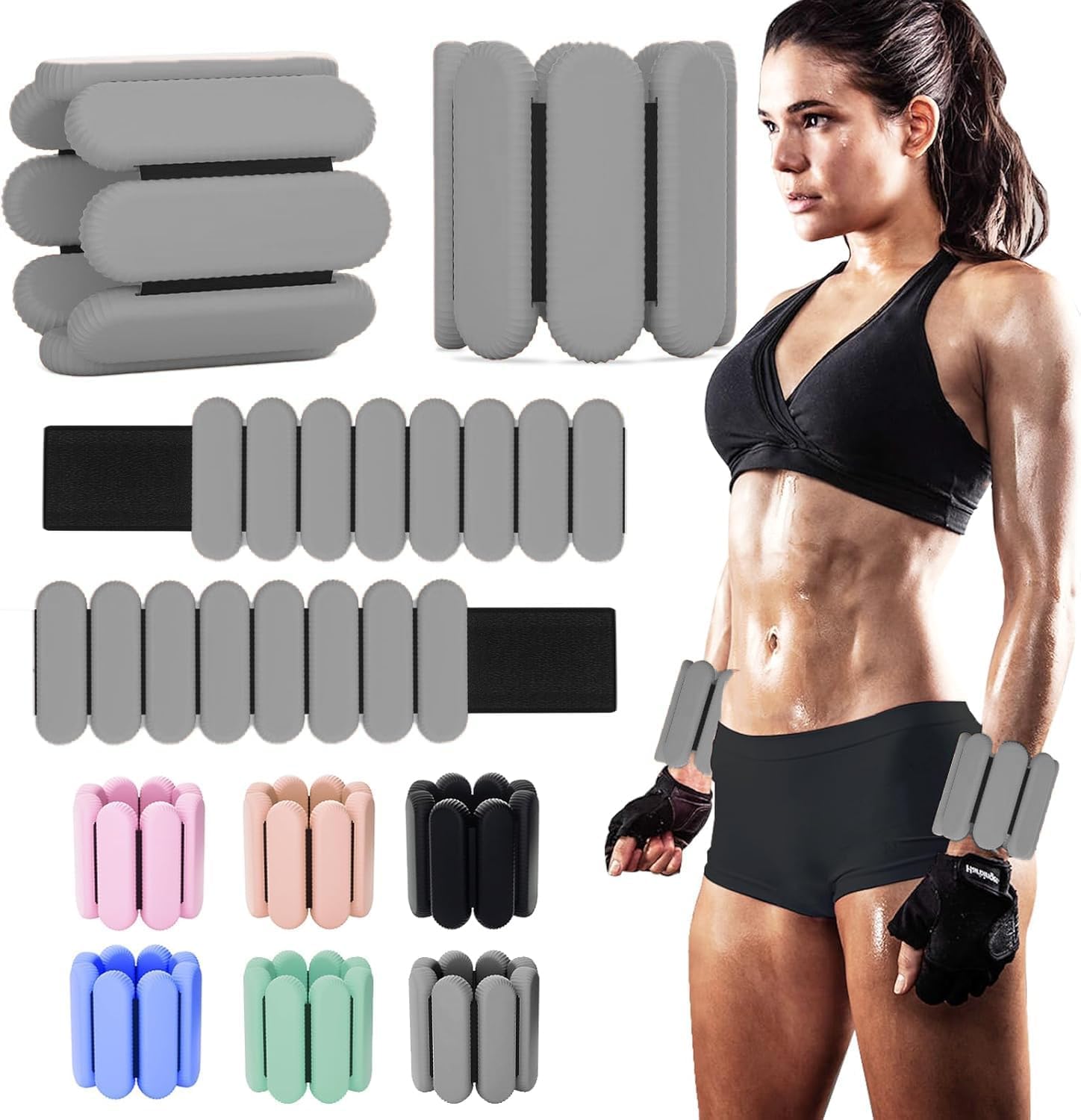Adjustable Wrist Ankle Weights, 2 LBS/Pair, Bundle Options | Arm Leg Weight for Women Men Yoga Pilates Walking Strength Training, Comfort Silicone Workout, Wearable Home Gym Fitness - view 8