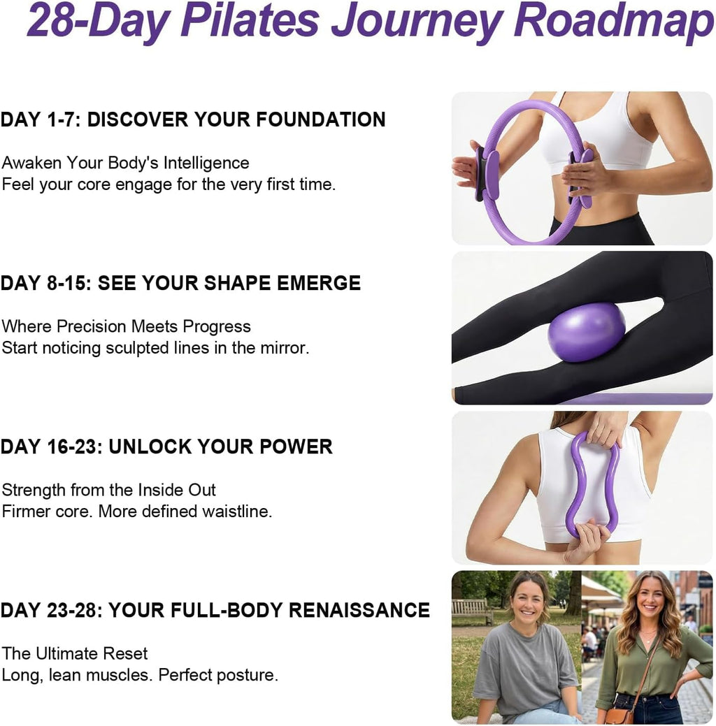 Home pilates ring and ball set for women with 5 resistance bands 13 inch magic circle workout starter kit for beginners full body toning 15 min daily routine - view 2